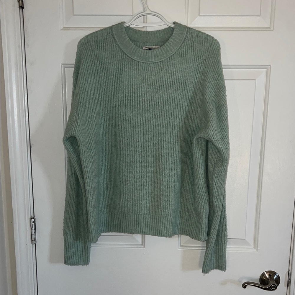 American Eagle Green Ribbed Sweater